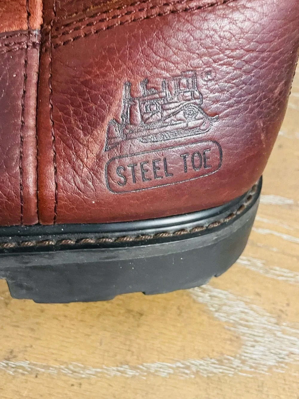Men's Red-Brown Leather Slip-On Work Boots